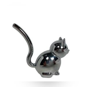 Vintage Umbra Silver Tone Metal Cat Long Tail
Ring Holder